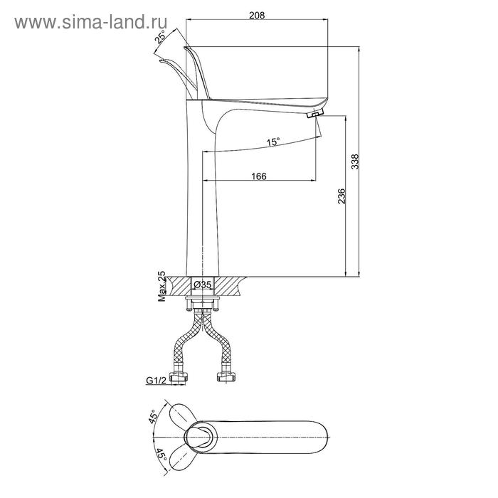 фото Смеситель для раковины d&k venice baciano da1032056, однорычажный, высокий излив, белый/хром 56651