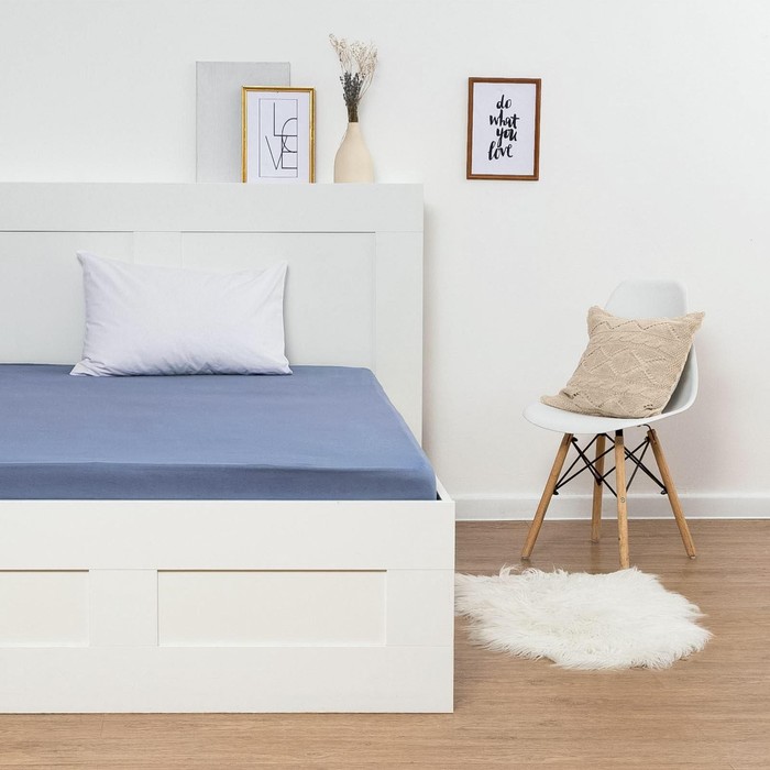 Трикотажная простынь на резинке 200х200х25см, голубой кулирка
Трикотажная простынь на резинке 200х200х25см, голубой кулирка