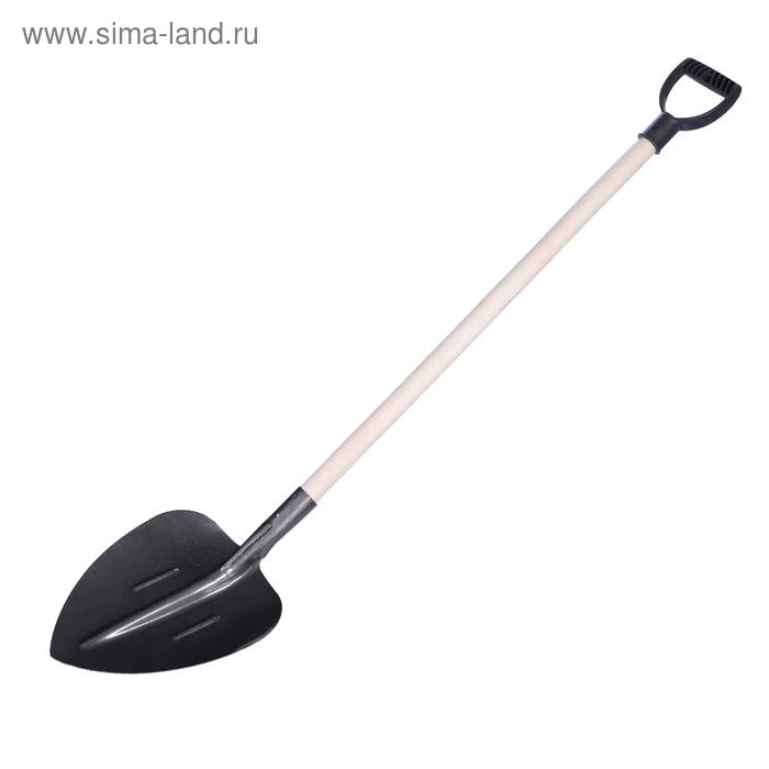 Лопата штыковая, острая, сталь, деревянный черенок высшего сорта, V-образная ручка