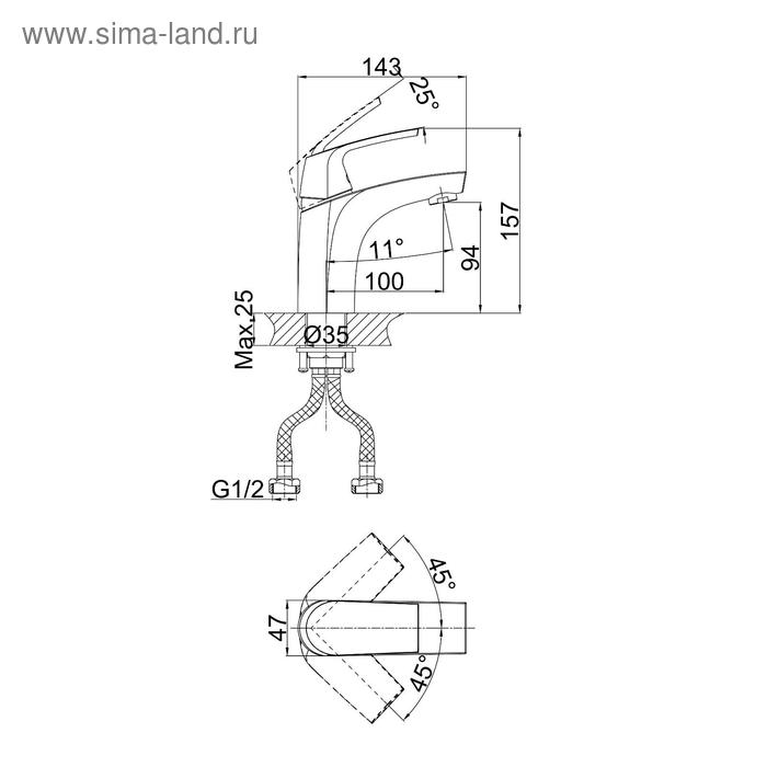 фото Смеситель для раковины d&k rhein feuerbach da1282101, однорычажный, хром