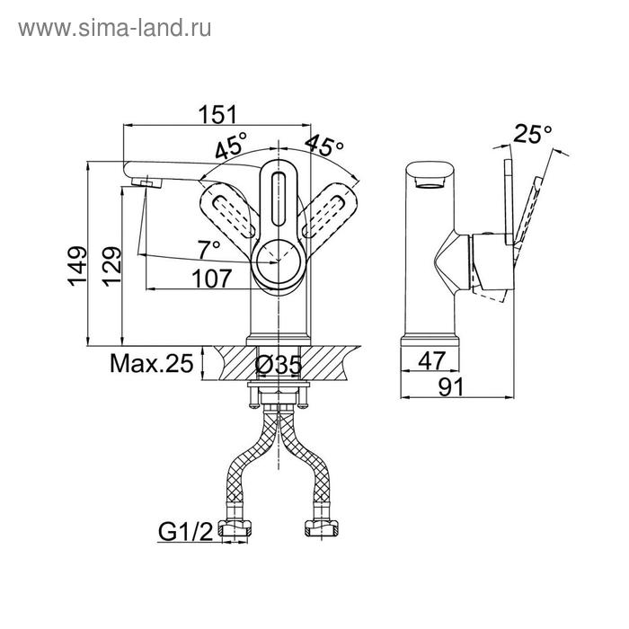 фото Смеситель для раковины d&k rhein paulinus da1352101, однорычажный, хром