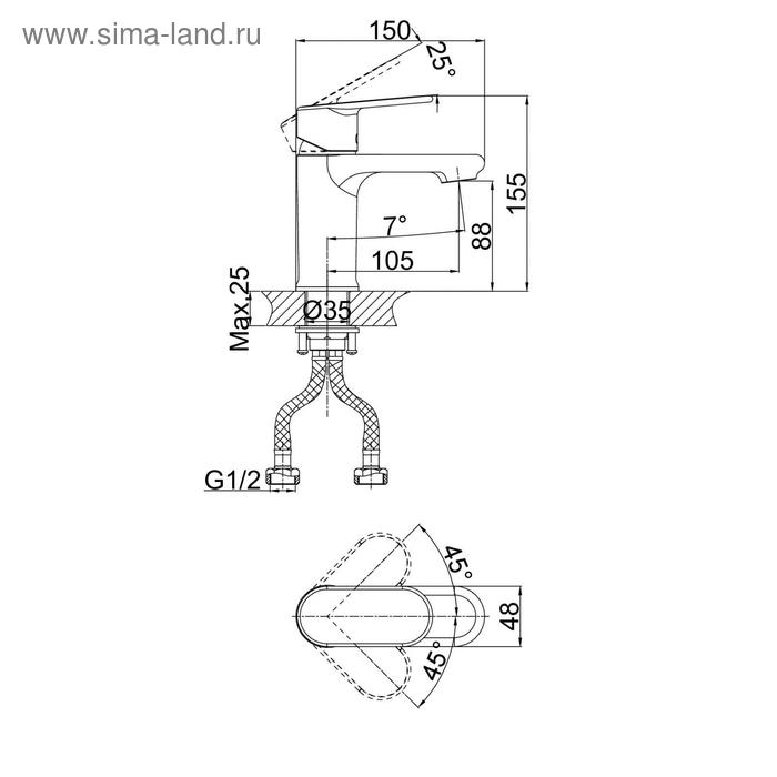 фото Смеситель для раковины d&k rhein speyer da1312101, однорычажный, хром