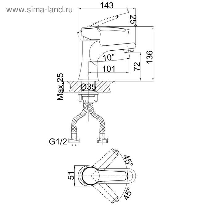 фото Смеситель для раковины d&k rhein valerius da1362141, однорычажный, хром