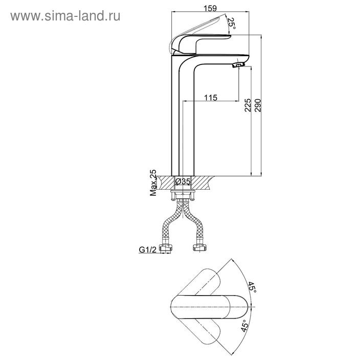 фото Смеситель для раковины d&k venice gondola da1022001, однорычажный, высокий излив, хром