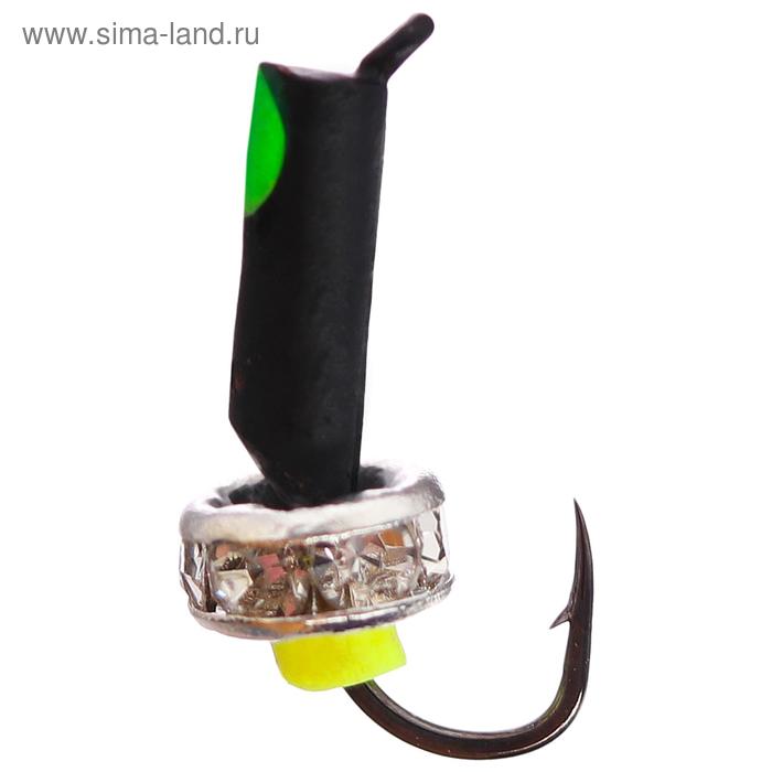фото Мормышка «столбик» чёрная с кольцом из страз, 0,4 г, d=2 мм