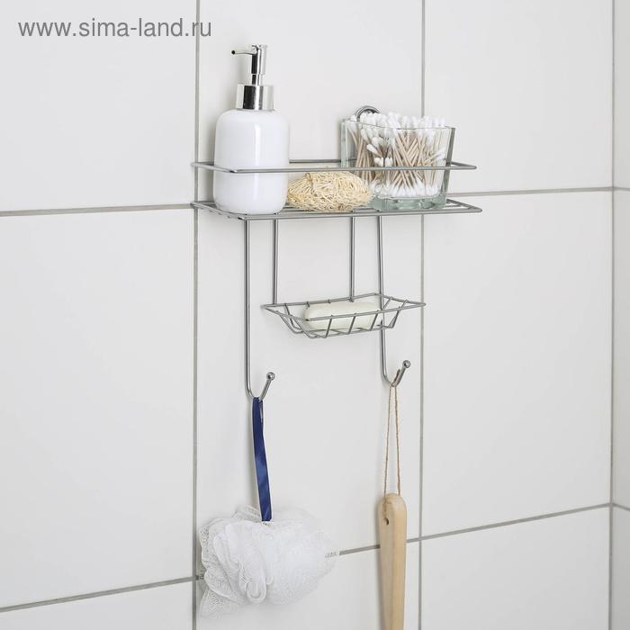 Полка прямоугольная с мыльницей и крючком, 1 ярус, 10×26,5×23 см, цвет хром
Полка прямоугольная с мыльницей и крючком, 1 ярус, 10×26,5×23 см, цвет хром