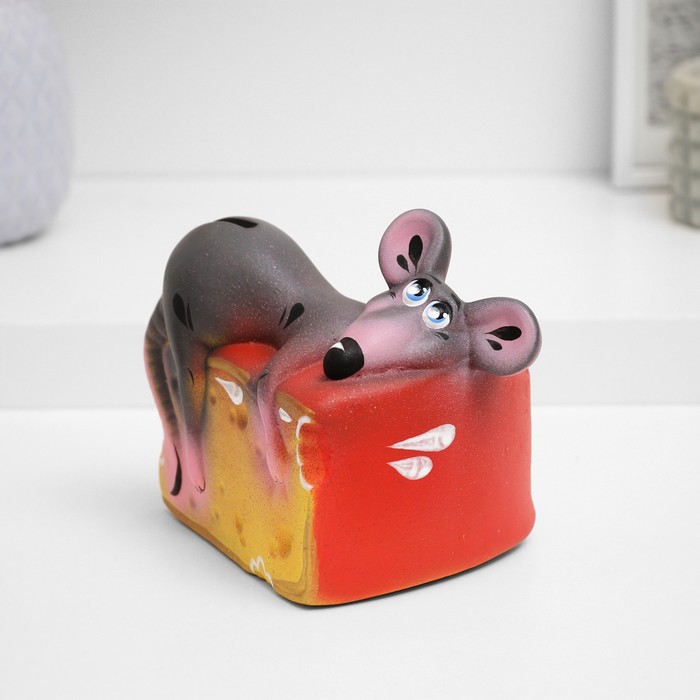 фото Копилка "мышь на сыре" 15см хорошие сувениры