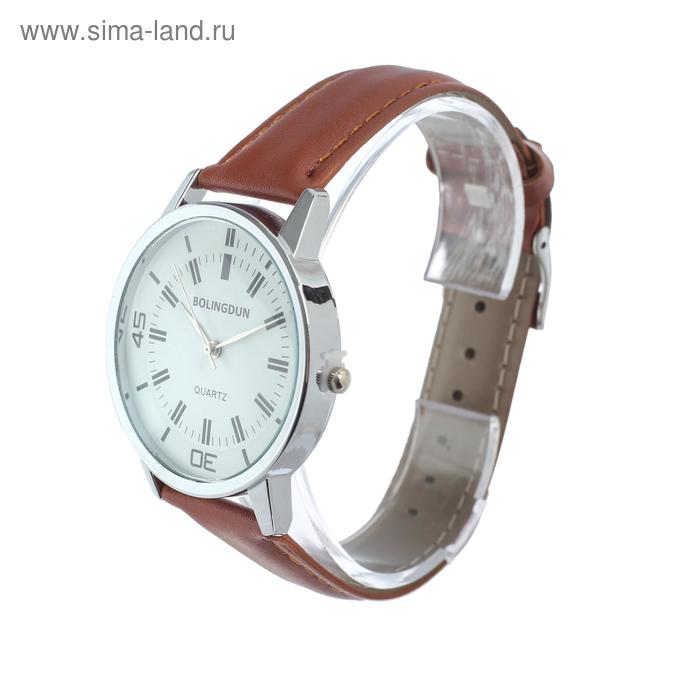 фото Часы наручные мужские "bolingdun", d-4 см, ремешок экокожа, коричневые