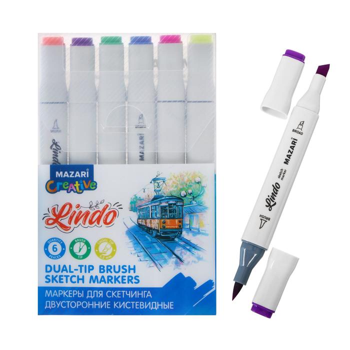 Маркеры для скетчинга двусторонние Mazari Lindo, 6 цветов, Fluorescent colors (флуоресцентные цвета)
Маркеры для скетчинга двусторонние Mazari Lindo, 6 цветов, Fluorescent colors (флуоресцентные цвета)