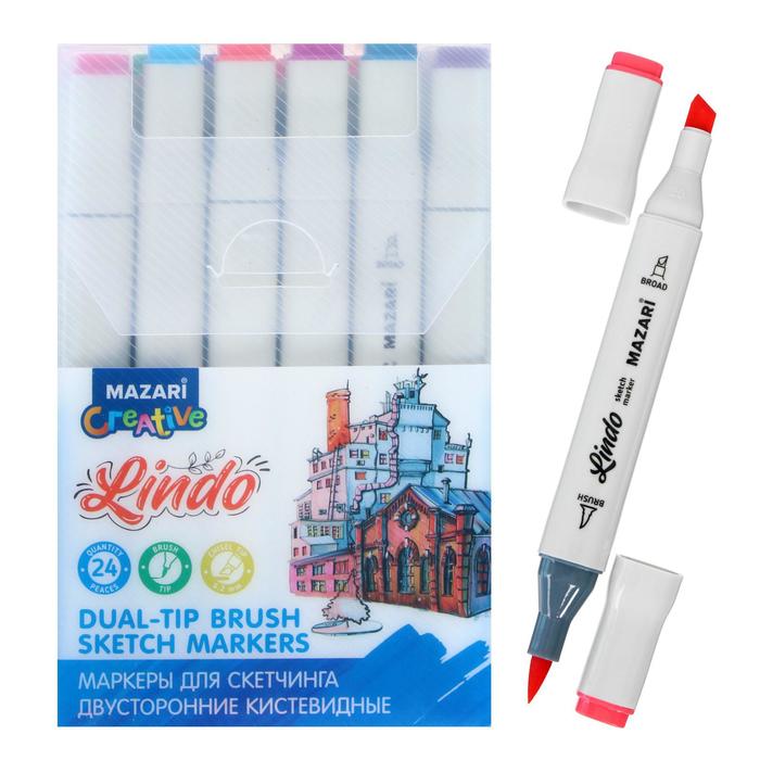 Маркеры для скетчинга двусторонние Mazari Lindo, 24 цвета, Cool main colors (холодные основные цвета)
Маркеры для скетчинга двусторонние Mazari Lindo, 24 цвета, Cool main colors (холодные основные цвета)
