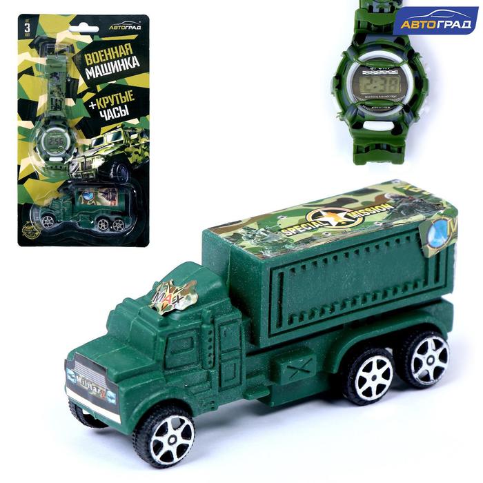 Машинка с часами, военный, МИКС
Машинка с часами, военный, МИКС