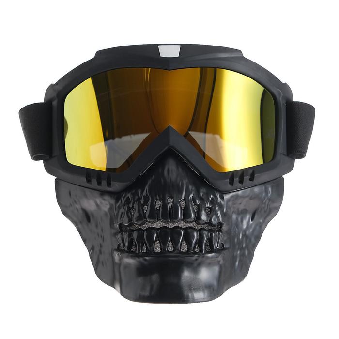 фото Очки-маска для езды на мототехнике, разборные, визор оранжевый, цвет черный torso
