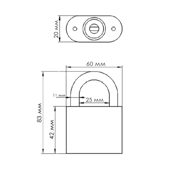 фото Замок навесной matrix, хромированное покрытие 60 мм