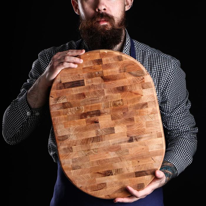 Доска торцевая разделочная, овальная, 44х32х4 см, массив ольхи
Доска торцевая разделочная, овальная, 44х32х4 см, массив ольхи