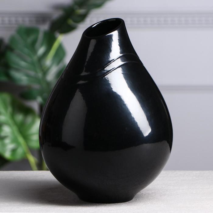 Ваза керамика настольная "Пайрус", глазурь, чёрная, 25 см
Ваза керамика настольная "Пайрус", глазурь, чёрная, 25 см