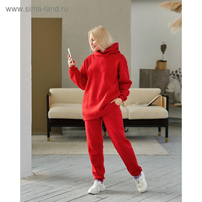 фото Костюм тёплый: худи и брюки, размер 52-54, рост 164-170 см, цвет красный jyliayakimova