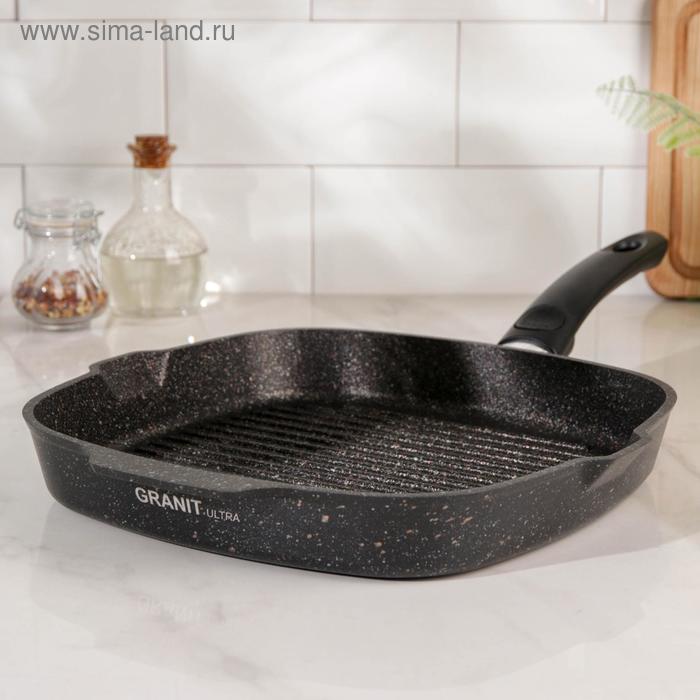 Сковорода-гриль квадратная Granit ultra original, 28×28 см, съёмная ручка, антипригарное покрытие, цвет чёрный 
Сковорода-гриль квадратная Granit ultra original, 28×28 см, съёмная ручка, антипригарное покрытие, цвет чёрный