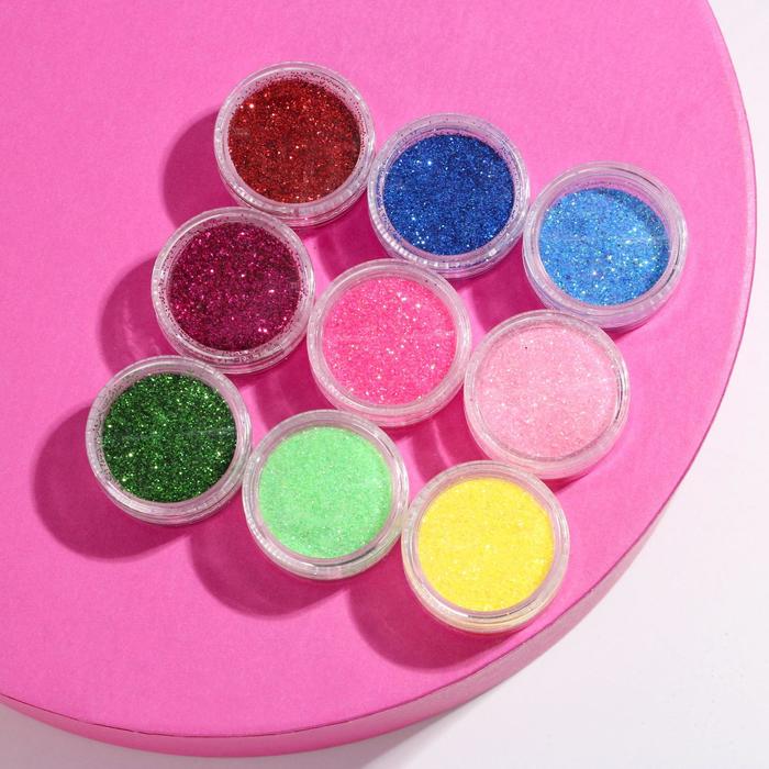 Набор из 9 баночек с блестками для декора
Набор из 9 баночек с блестками для декора