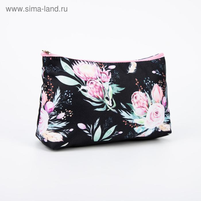 фото Косметичка простая, отдел на молнии, без подклада, цвет чёрный