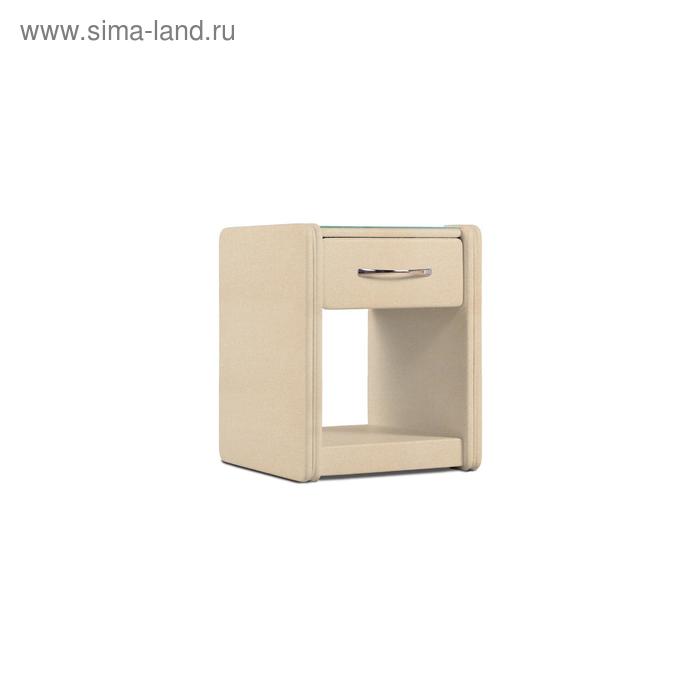 фото Тумба узкая «алеро», 1 ящик, 410 × 430 × 530 мм, стекло, рогожка, цвет bravo beige архитектория
