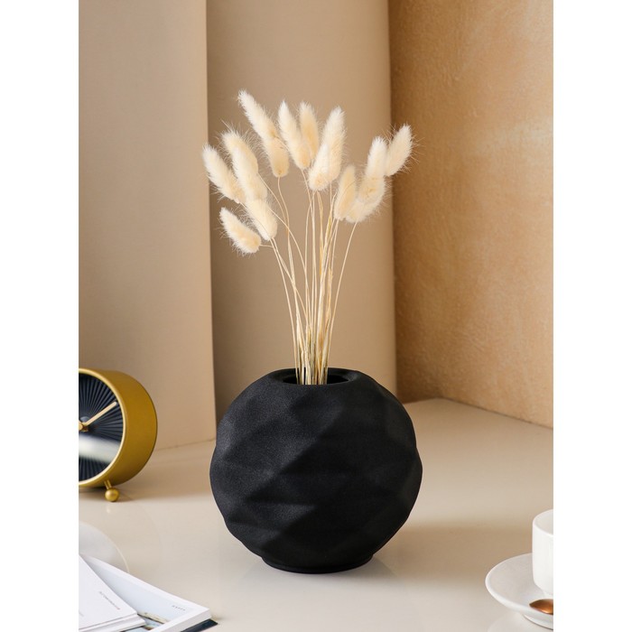 Ваза керамическая "Шар оригами", настольная, муар, чёрная, 15 см
Ваза керамическая "Шар оригами", настольная, муар, чёрная, 15 см