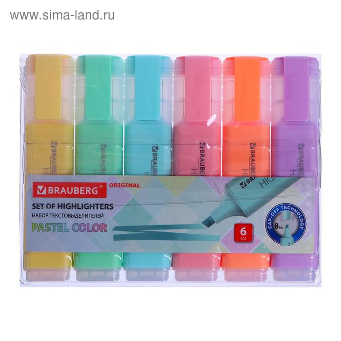 Набор маркеров текстовыделителей 6 цветов, линия 5.0 мм, BRAUBERG "ORIGINAL PASTEL", микс 151698 
Набор маркеров текстовыделителей 6 цветов, линия 5.0 мм, BRAUBERG "ORIGINAL PASTEL", микс 151698