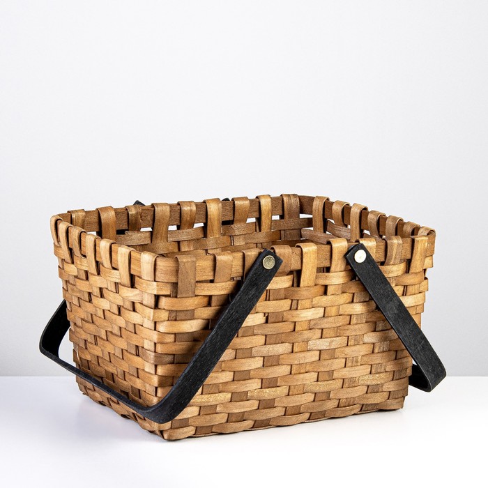 фото Корзина плетеная (секвойя), 28x23xh16/31 см, 1 шт., коричневый