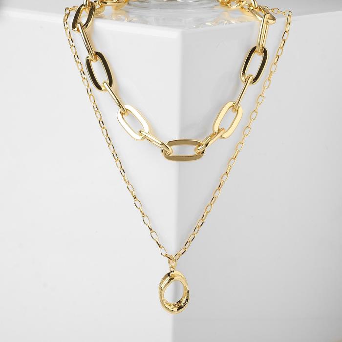 Кулон "Цепь" две нити, кольца, цвет золото, L=45 см