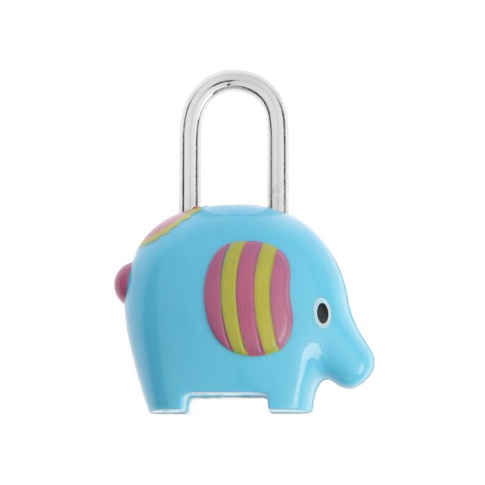 фото Замок навесной тундра кодовый "слоник", цвет голубой