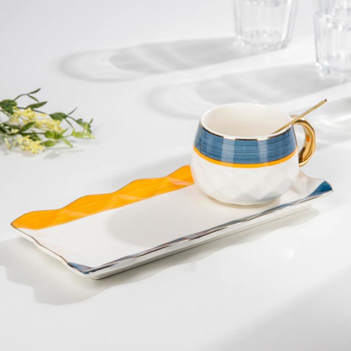 Чайная пара керамическая с ложкой «Аврора», 2 предмета: чашка 200 мл, тарелка 25×11×2 см
Чайная пара керамическая с ложкой «Аврора», 2 предмета: чашка 200 мл, тарелка 25×11×2 см