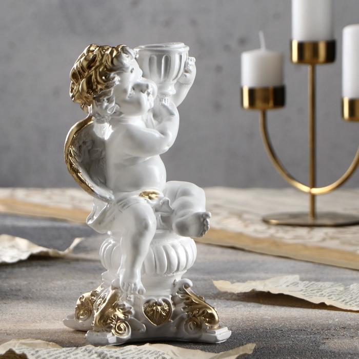 Статуэтка "Ангел с подсвечником", золотистая, гипс, 22 см
Статуэтка "Ангел с подсвечником", золотистая, гипс, 22 см