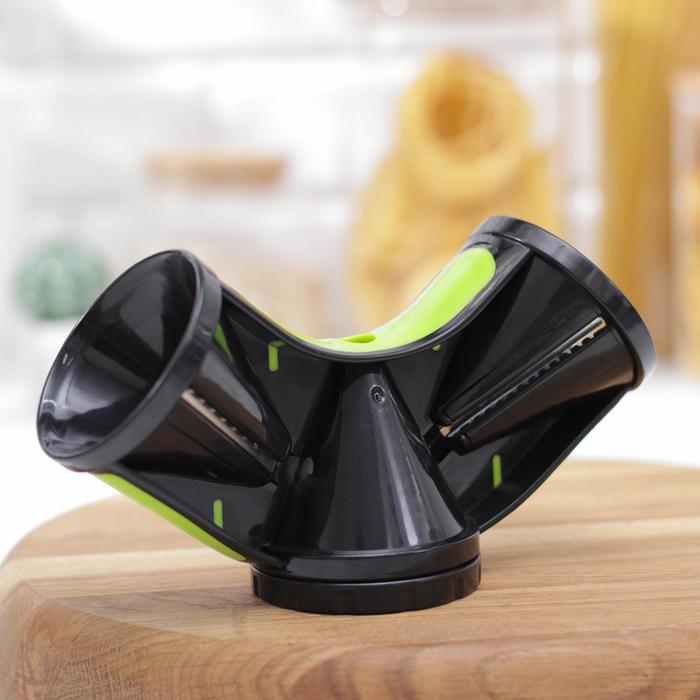 Овощерезка многофункциональная, 3 отделения, цвет чёрный, зелёный
Овощерезка многофункциональная, 3 отделения, цвет чёрный, зелёный