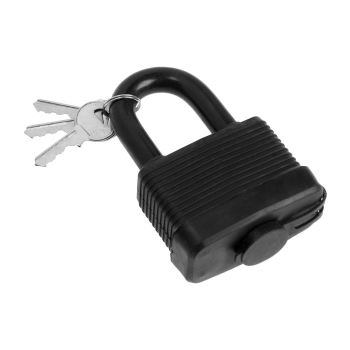 фото Замок навесной lockland, 65 мм, влагозащищенный, короткая дужка, 2 ключа, цвет черный