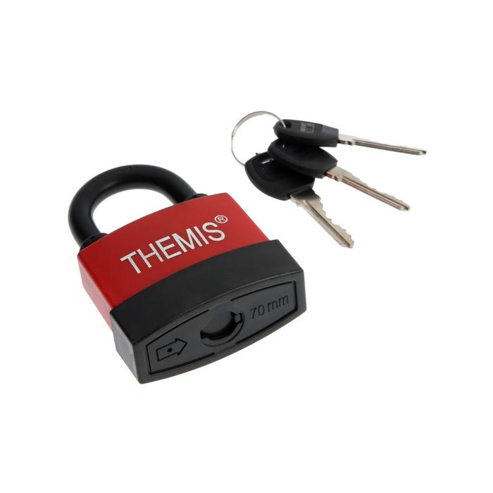 фото Замок навесной, 70 мм, медный цилиндр, влагозащищенный, короткая дужка, 3 ключа микс тундра