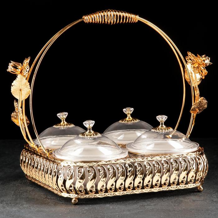 Подставка для десертов «Лагуно», 37,5×28×31, 4 секции, цвет металла золотой
Подставка для десертов «Лагуно», 37,5×28×31, 4 секции, цвет металла золотой