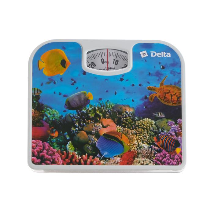 фото Весы напольные delta d-9409, механические, до 130 кг, рисунок "подводный мир"