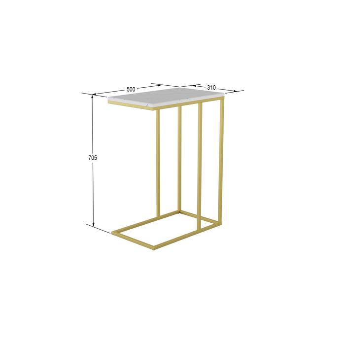 фото Стол приставной «агами голд», 500 × 310 × 705 мм, цвет белый мрамор калифорния