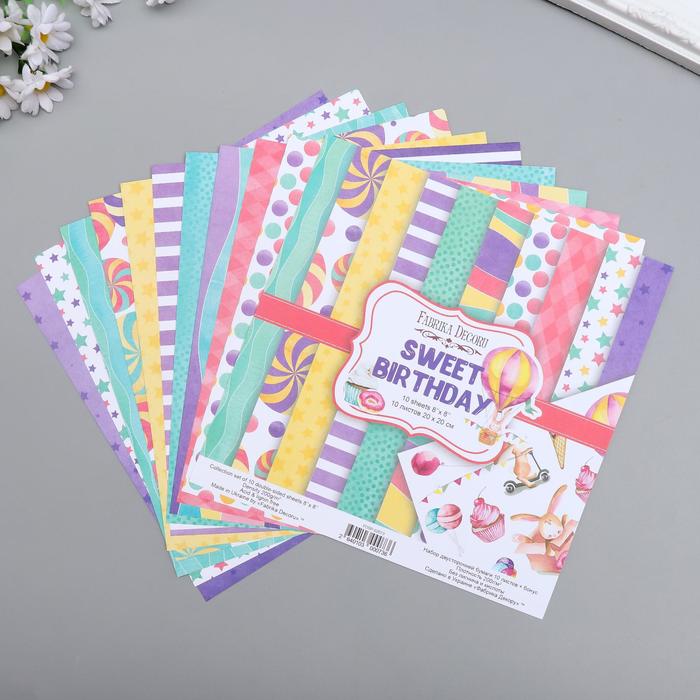 Набор бумаги для скрапбукинга "Sweet Birthday" 10 листов, 20х20 см
Набор бумаги для скрапбукинга "Sweet Birthday" 10 листов, 20х20 см