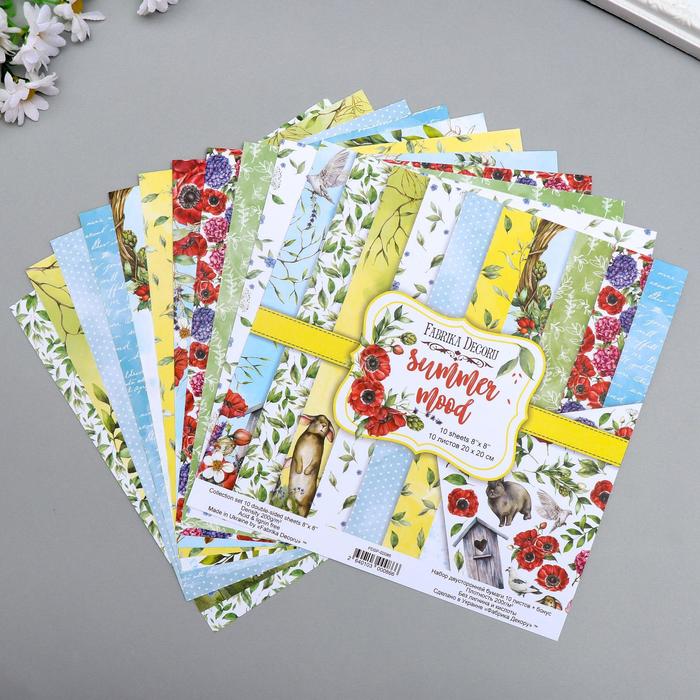 Набор бумаги для скрапбукинга "Summer mood" 10 листов, 20х20 см
Набор бумаги для скрапбукинга "Summer mood" 10 листов, 20х20 см