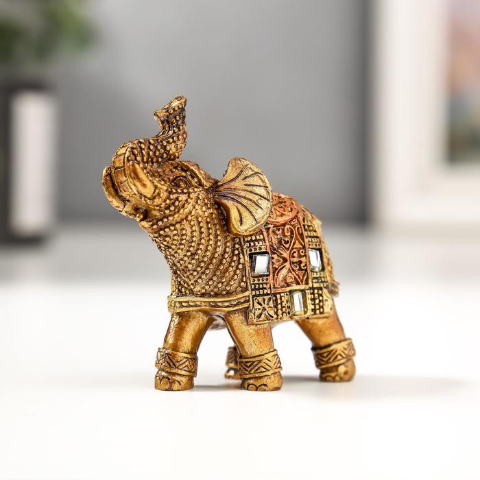 фото Сувенир полистоун "бронзовый слоник с попоной из арабского ковра" 6,5х5,7х2,8 см