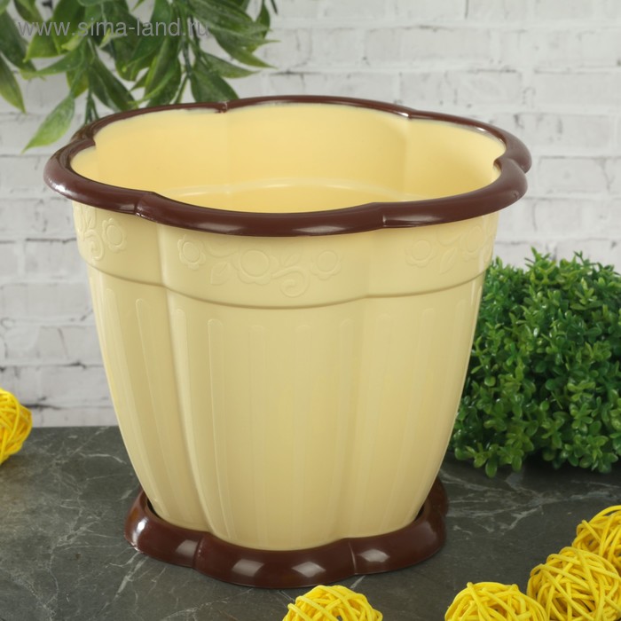 Горшок с поддоном «Восторг», 1,5 л, цвет светло-жёлтый 
Горшок с поддоном «Восторг», 1,5 л, цвет светло-жёлтый