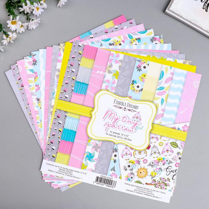 Набор бумаги для скрапбукинга "My tiny sparrow girl " 10 листов, 30,5х30,5 см