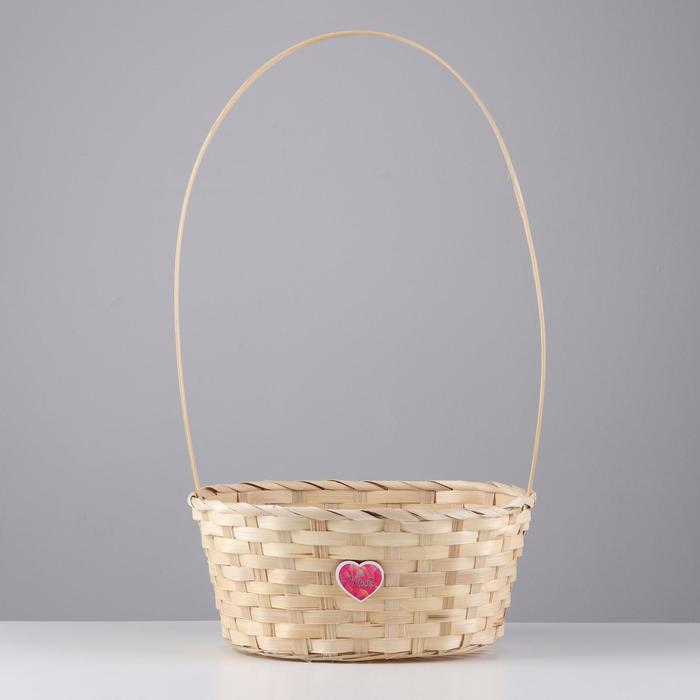 фото Корзина плетеная, бамбук, с табличкой "для тебя", 30х22xh13/49 см, натуральный