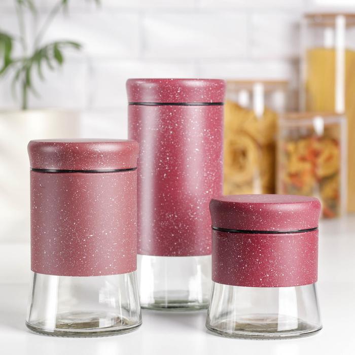 Набор банок для сыпучих продуктов «Трио», 3 предмета: 350 мл, 500 мл, 1000 мл, цвет красный мрамор
Набор банок для сыпучих продуктов «Трио», 3 предмета: 350 мл, 500 мл, 1000 мл, цвет красный мрамор