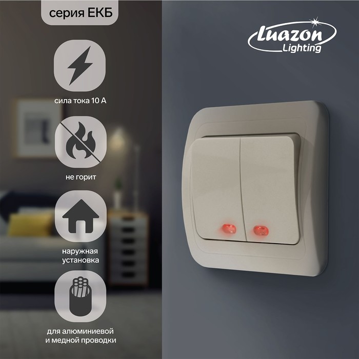 Выключатель Luazon Lighting "ЕКБ", 10 А, 2 клавиши, скрытый, с подсветкой, бежевый
Выключатель Luazon Lighting "ЕКБ", 10 А, 2 клавиши, скрытый, с подсветкой, бежевый