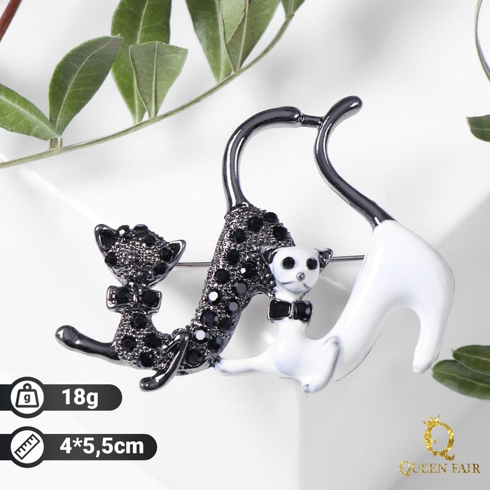 Брошь "Кошечки", цвет чёрно-белый в сером металле
Брошь "Кошечки", цвет чёрно-белый в сером металле