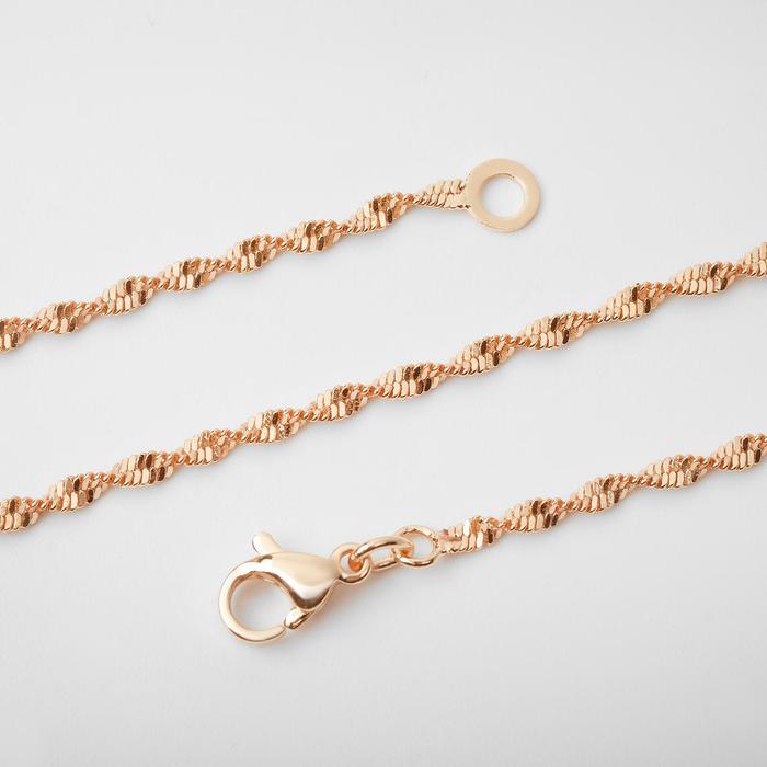 Цепь "Узкий завиток", каплевидный карабин с плоской петлёй, цвет золото, ширина 2 мм, L=50 с
Цепь "Узкий завиток", каплевидный карабин с плоской петлёй, цвет золото, ширина 2 мм, L=50 с