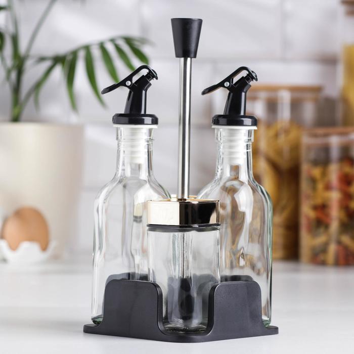 Набор для специй «Элегант», 4 предмета: солонка 100 мл, бутыль 160 мл, цвет крышки золото
Набор для специй «Элегант», 4 предмета: солонка 100 мл, бутыль 160 мл, цвет крышки золото