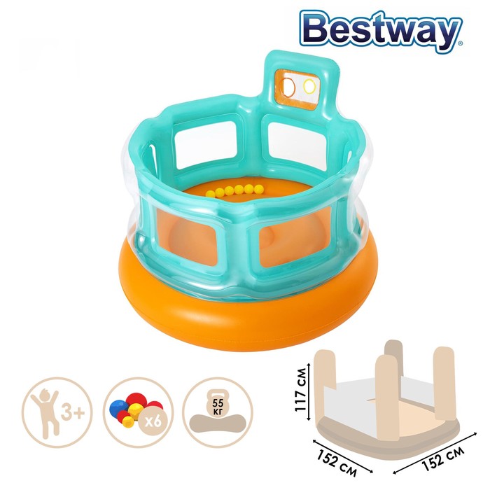 Батут надувной, 152 x 152 x 117 см, 52344 Bestway 
Батут надувной, 152 x 152 x 117 см, 52344 Bestway