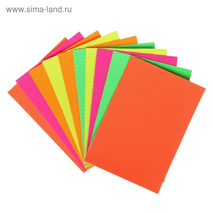 Картон цветной гофрированный А4, 10 листов, 5 цветов, неон
Картон цветной гофрированный А4, 10 листов, 5 цветов, неон